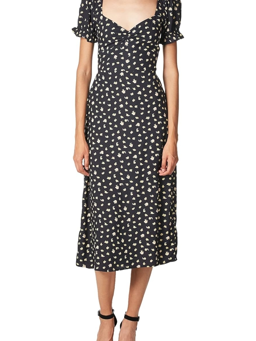 Billabong Black Floral Sweeheart Midi Dress
